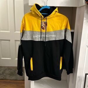 Porsche Yellow black grey hoodie sweatshirt size medium men’s